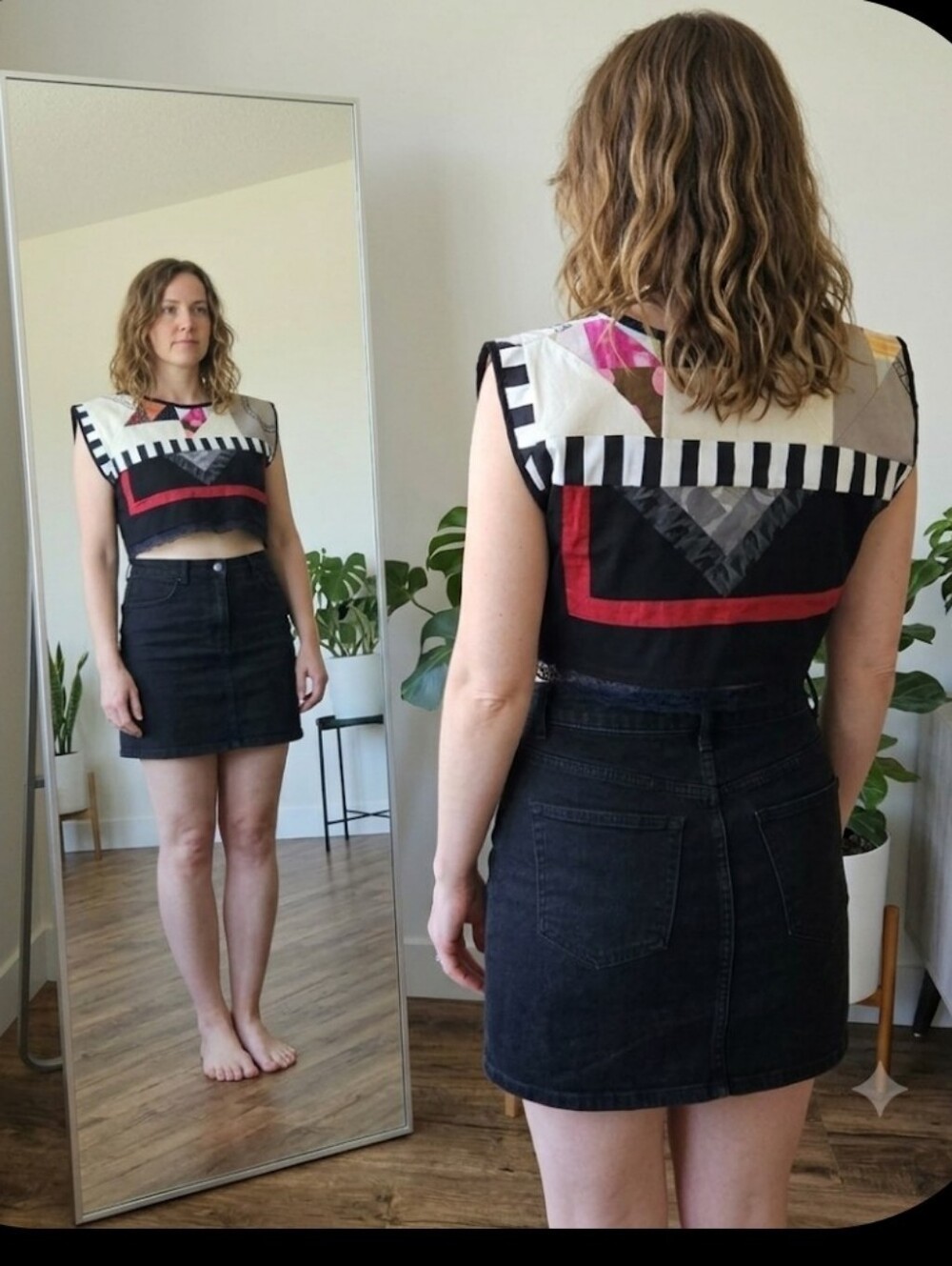 Upcycled Vtg Quilt-top Cropped Top M-L Handmade Dont Throw It Out